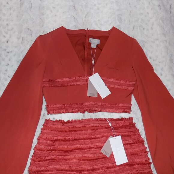 NWT Finders Keepers Orange Fringe Crop Top and Skirt Set - Picture 2 of 12